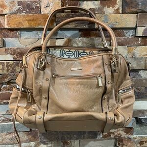 Rebecca Minkoff : Tan Cupid Leather Shoulder Handbag Satchel -Silver Hardware